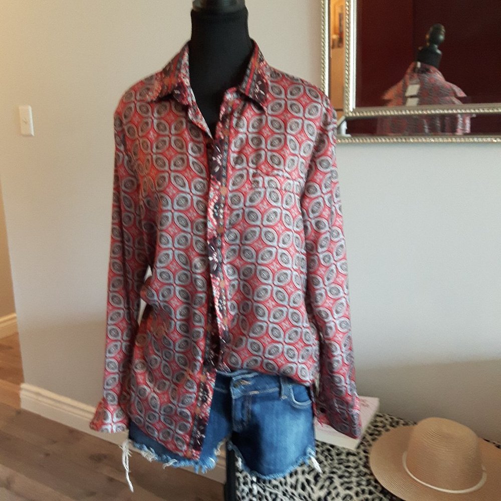 Free people retro red geometric print Size S  NWT